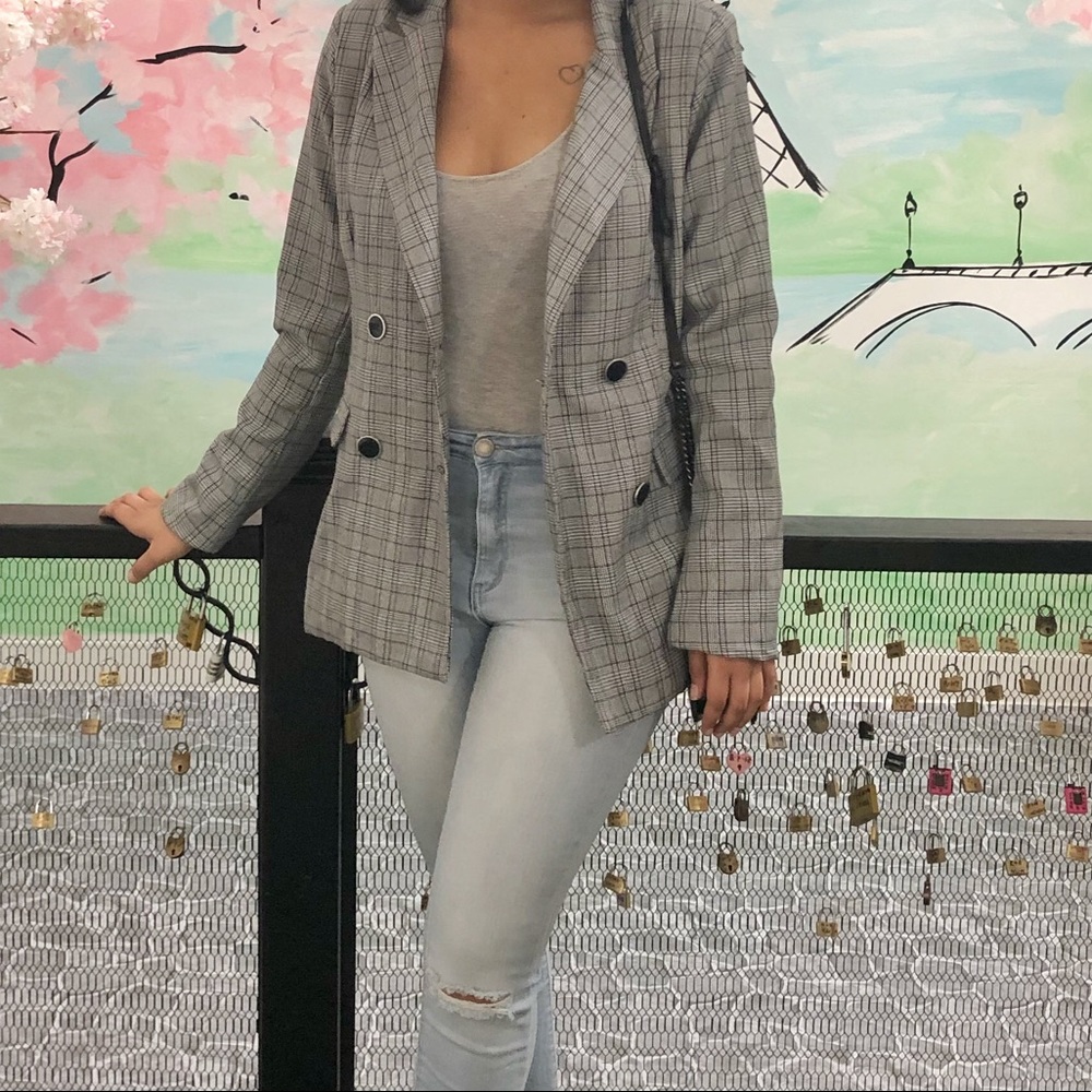Gray Plaid Blazer